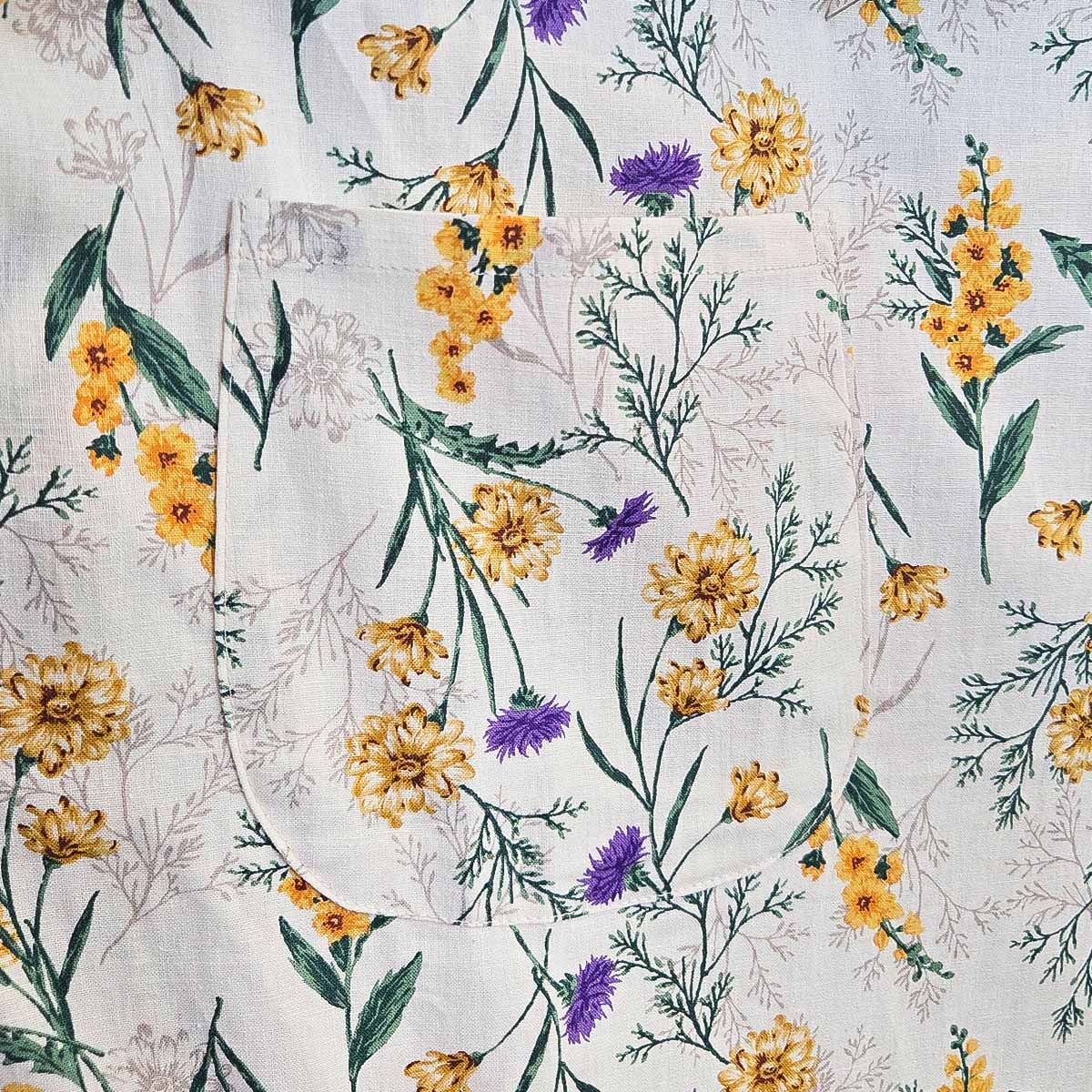 Yellow Botanical Cotton Apron Dress