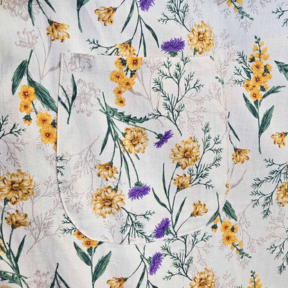 Yellow Botanical Cotton Apron Dress