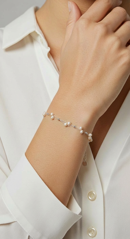 Mira Pearl Flow Bracelet in Sterling Silver