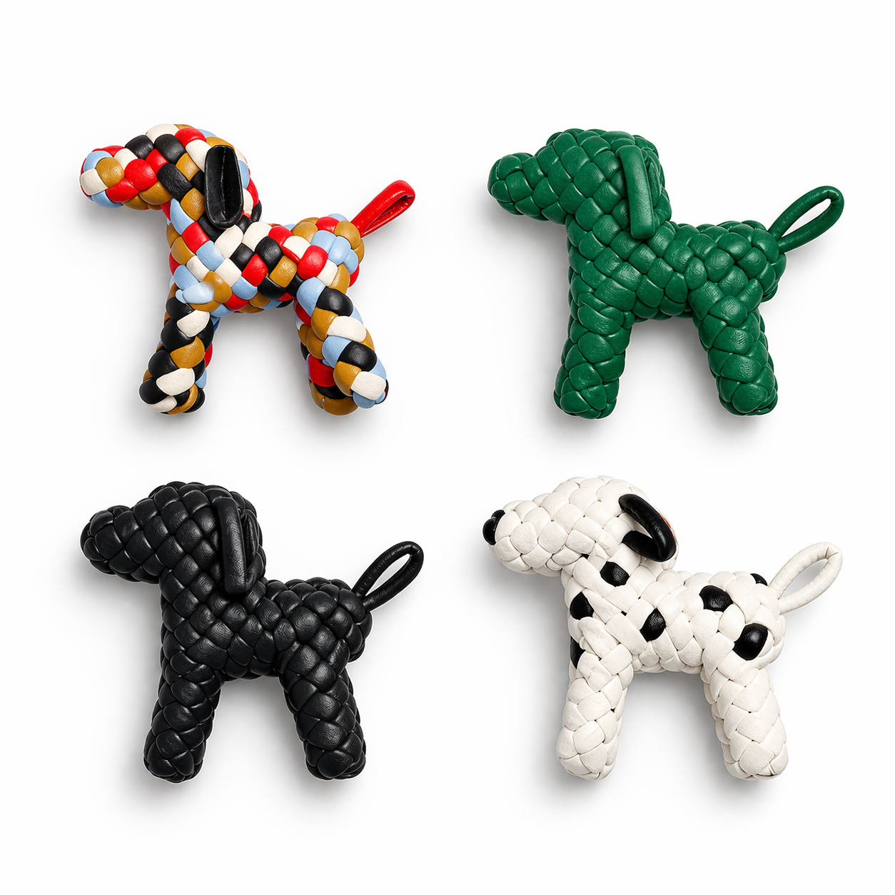 Hand-Braided Leather Dog Charm – Woven Bag Charm & Keychain
