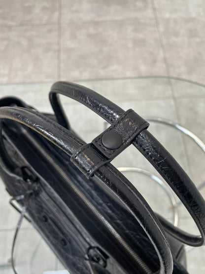 Atelier Noir -  Crinkled Cowhide Leather Shoulder Bag