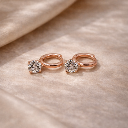 Belle Luxe Rose Tennis Necklace & Belle Éclat Drop Earrings – 18K Rose Gold Vermeil Jewelry Set