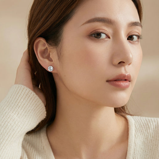 Brillante Cubic Stud Earrings 7mm with Sterling Silver Post