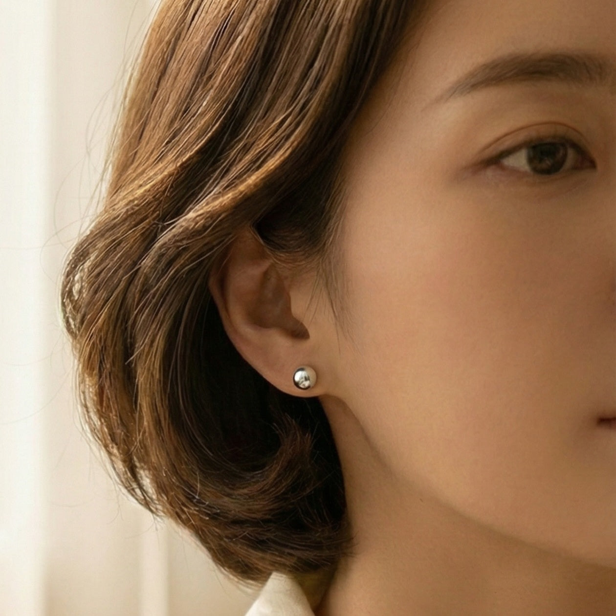 Ava Dome Stud Earrings in Sterling Silver 8mm