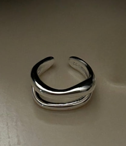 Dual Curve Silver Ear Cuff (Single )