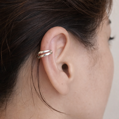 Dual Curve Silver Ear Cuff (Single )