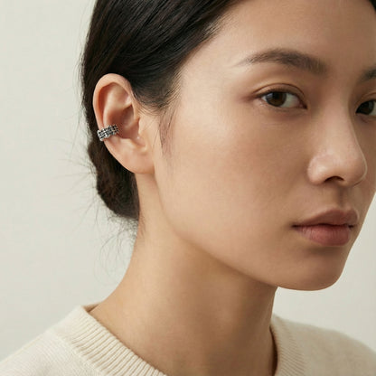 Crown Weave Silver Ear Cuff (Single)