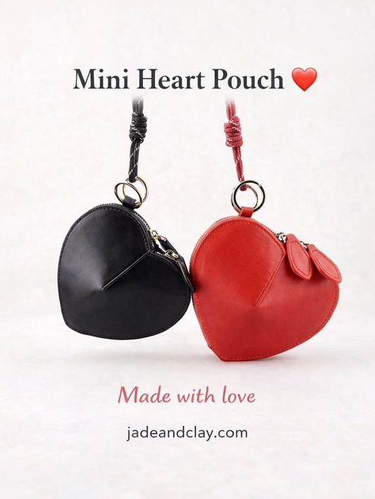 Cowhide Leather Heart Mini Pouch