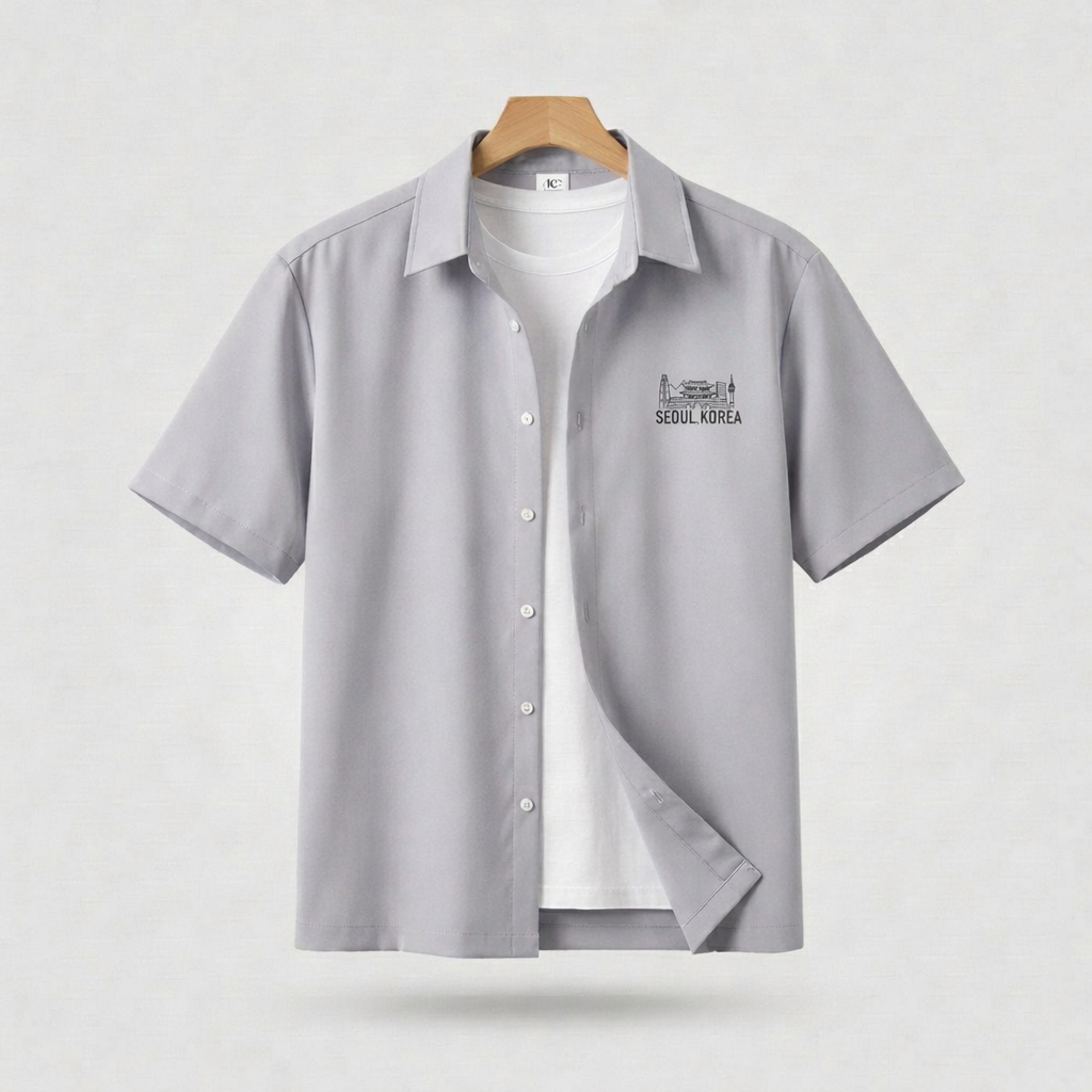 Seoul Landmark Line Graphic Shirt  - Men One Size