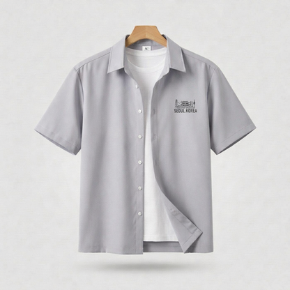 Seoul Landmark Line Graphic Shirt  - Men One Size