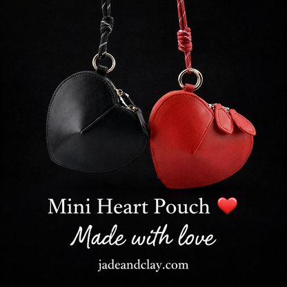 Cowhide Leather Heart Mini Pouch