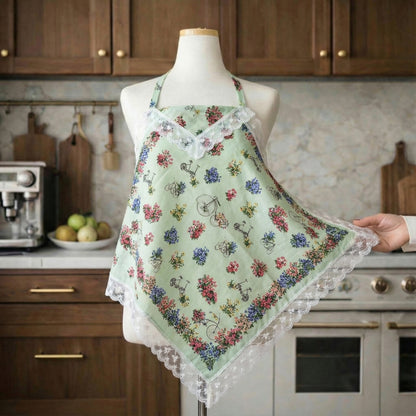 Vintage Floral Bicycle Etiquette Handkerchief Apron