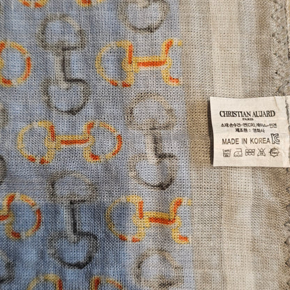 Vintage Chain Etiquette Handkerchief Apron -  Ivory ,  Dusty Blue