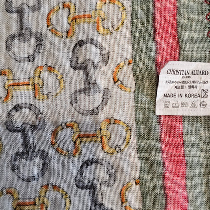 Vintage Chain Etiquette Handkerchief Apron -  Ivory ,  Dusty Blue