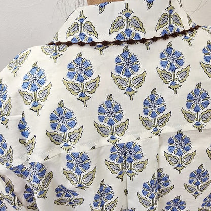 Boho Block Print Cotton Shirt - Women One Size