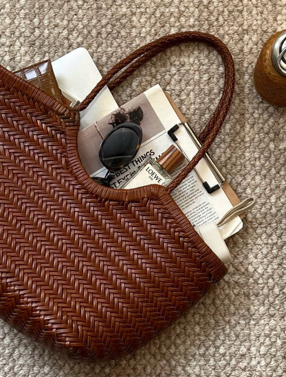 Braided Leather Tote Bag