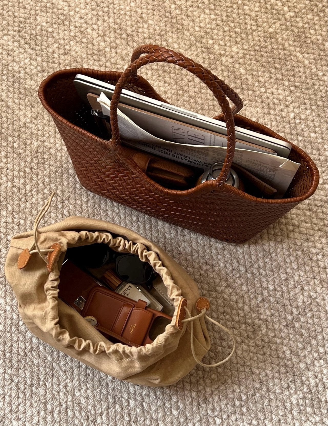Braided Leather Tote Bag