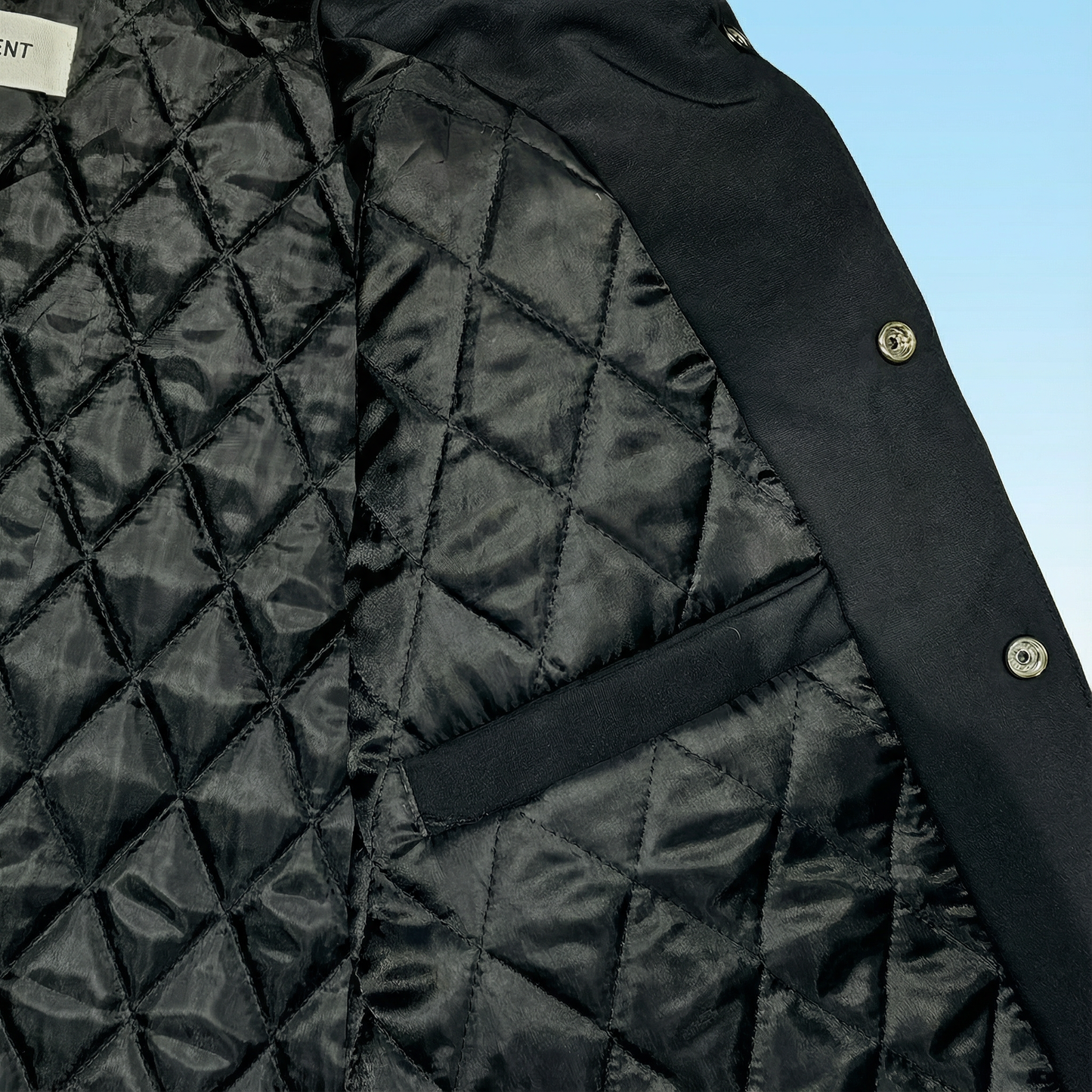 SCRATCH EIGHTS Letter Patch Quilted Coach Jacket  (One Size) - Black