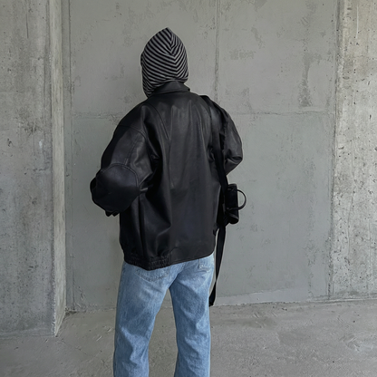 Urban Ease Faux Leather Jacket / Unisex   - Black