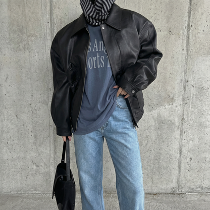 Urban Ease Oversized Faux Leather Jacket – Women One Size / Unisex