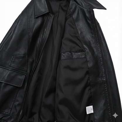 Urban Ease Faux Leather Jacket / Unisex   - Black