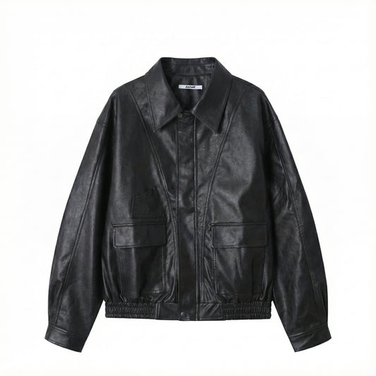 Urban Ease Faux Leather Jacket / Unisex   - Black