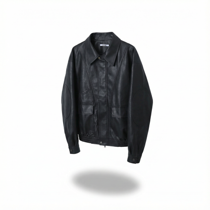 Urban Ease Faux Leather Jacket / Unisex   - Black