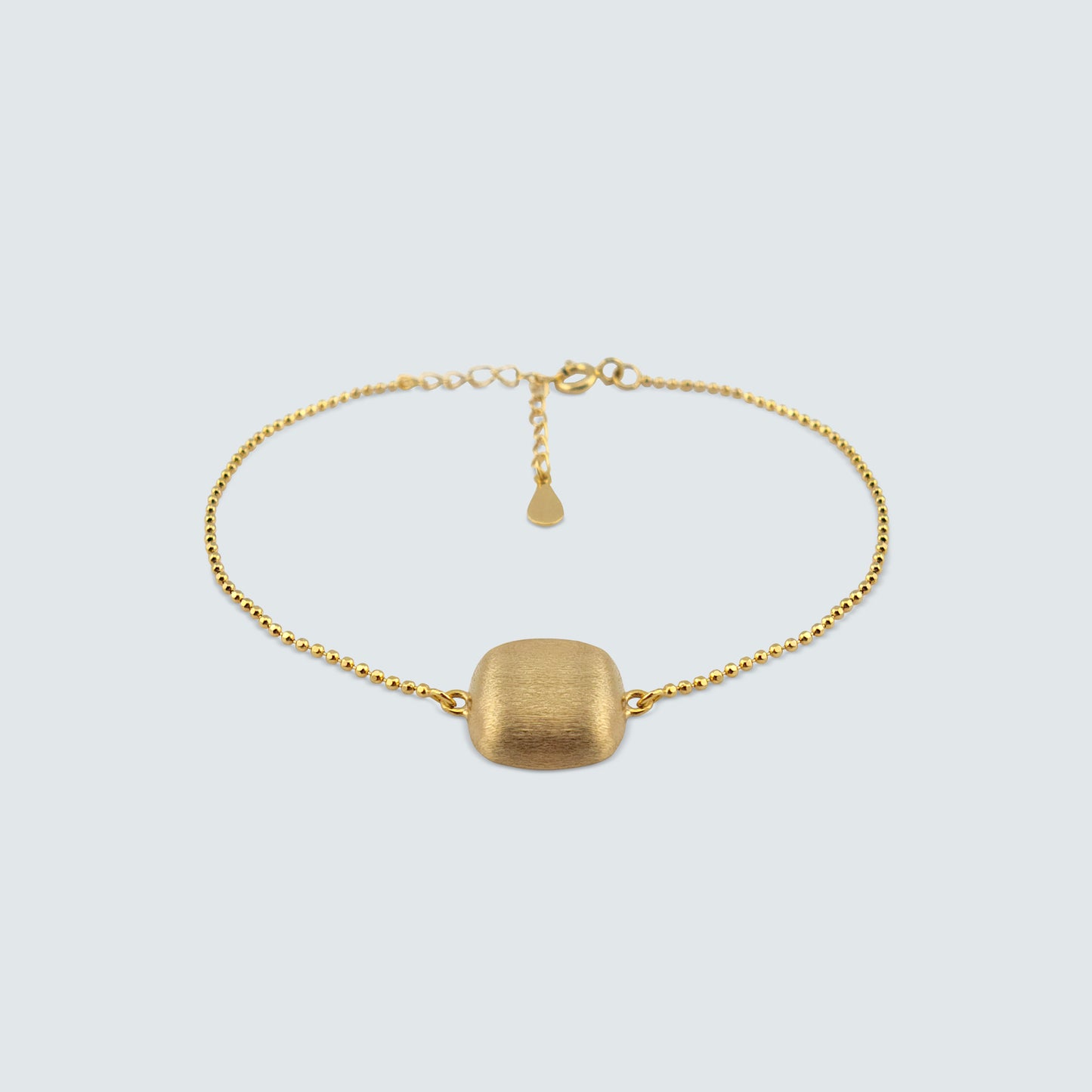 Matte Curved Flat-Bar Gold-Coated Silver Bracelet