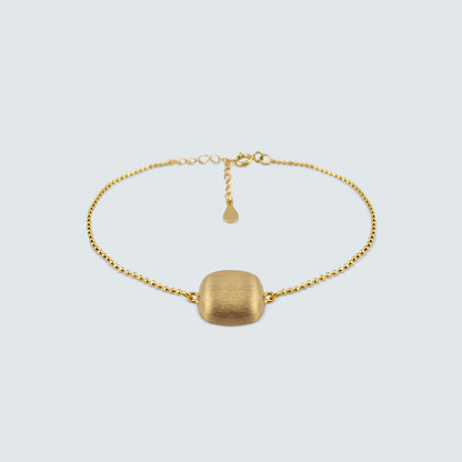 Matte Curved Flat-Bar Gold-Coated Silver Bracelet