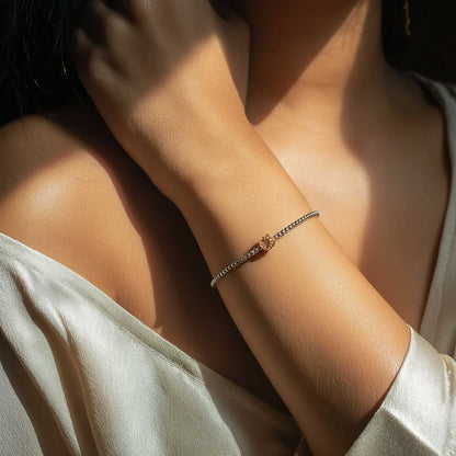 Elastic Silver Beaded Sparkle Ball Bracelet