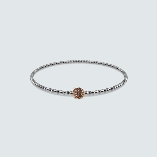 Elastic Silver Beaded Sparkle Ball Bracelet