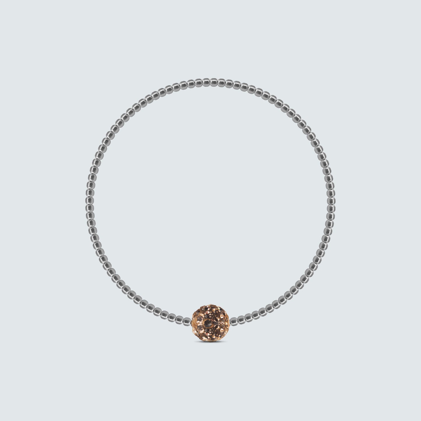 Elastic Silver Beaded Sparkle Ball Bracelet