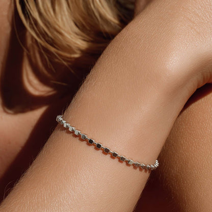 Hessed Square-Link Silver Bracelet