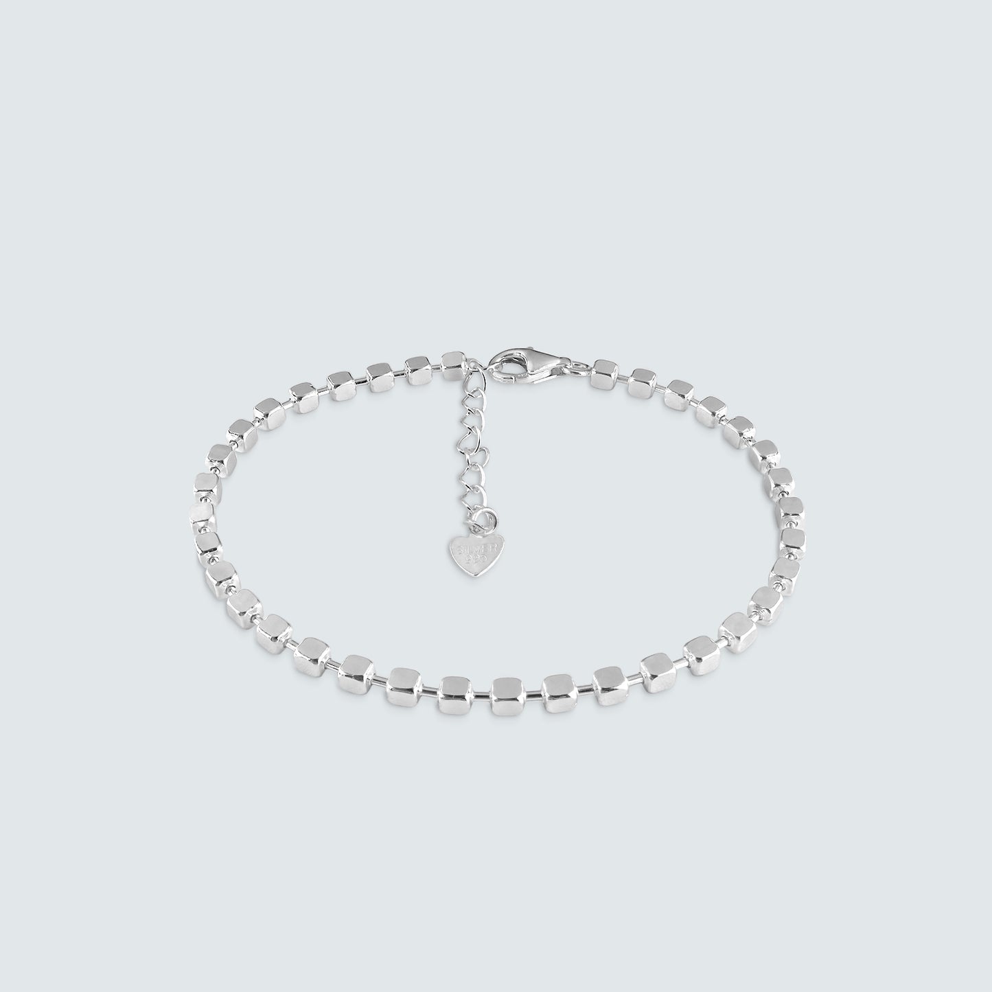 Hessed Square-Link Silver Bracelet