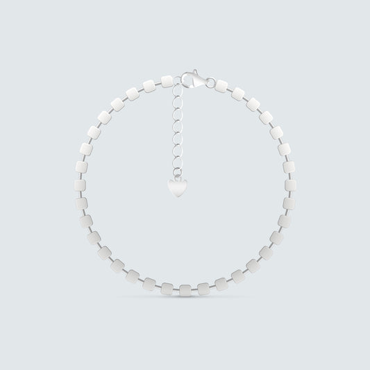 Hessed Square-Link Silver Bracelet