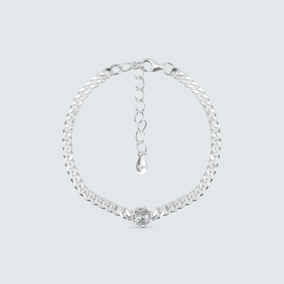 Cubic Stone Chain Silver Bracelet