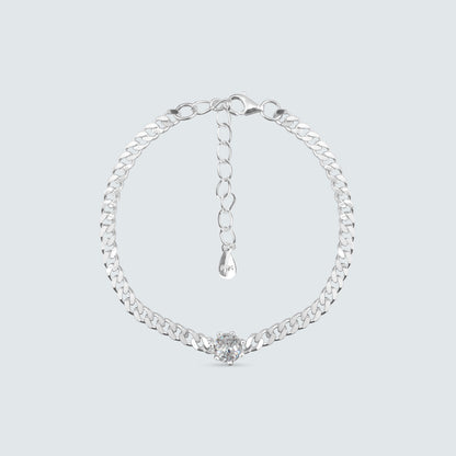 Cubic Stone Chain Silver Bracelet