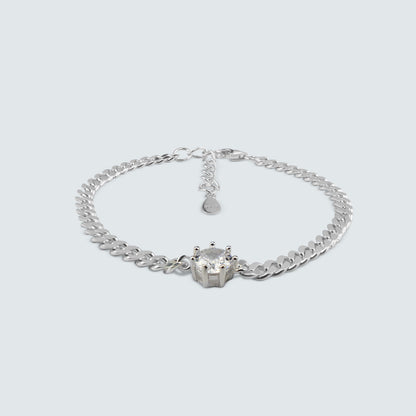 Cubic Stone Chain Silver Bracelet