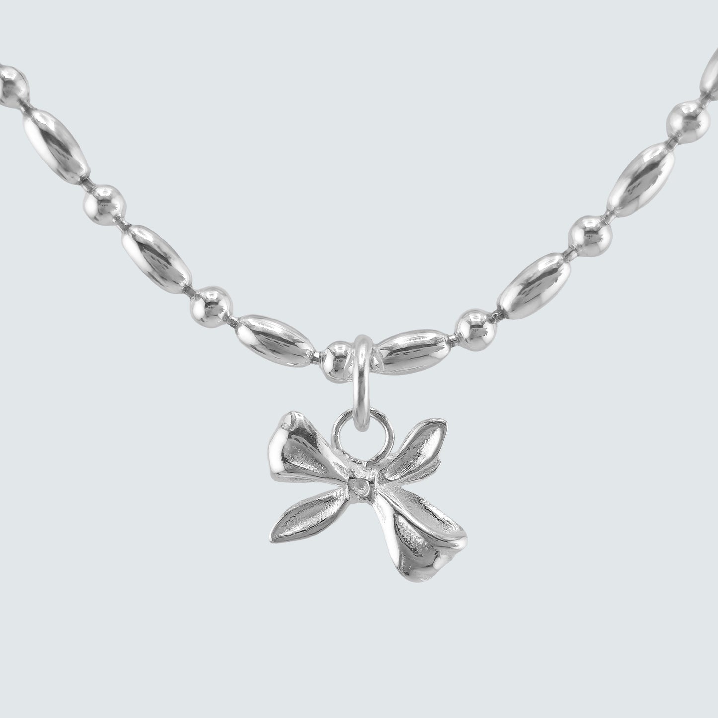 Bow Charm Beaded Bracelet in Sterling Silver