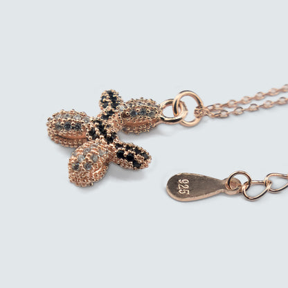 Balloon Dog Necklace in Gold Coated Silver with Black and Clear Cubics