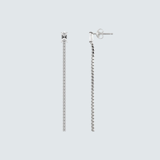 Celestine Éclat Longline Earrings in Sterling Silver with Zirconia