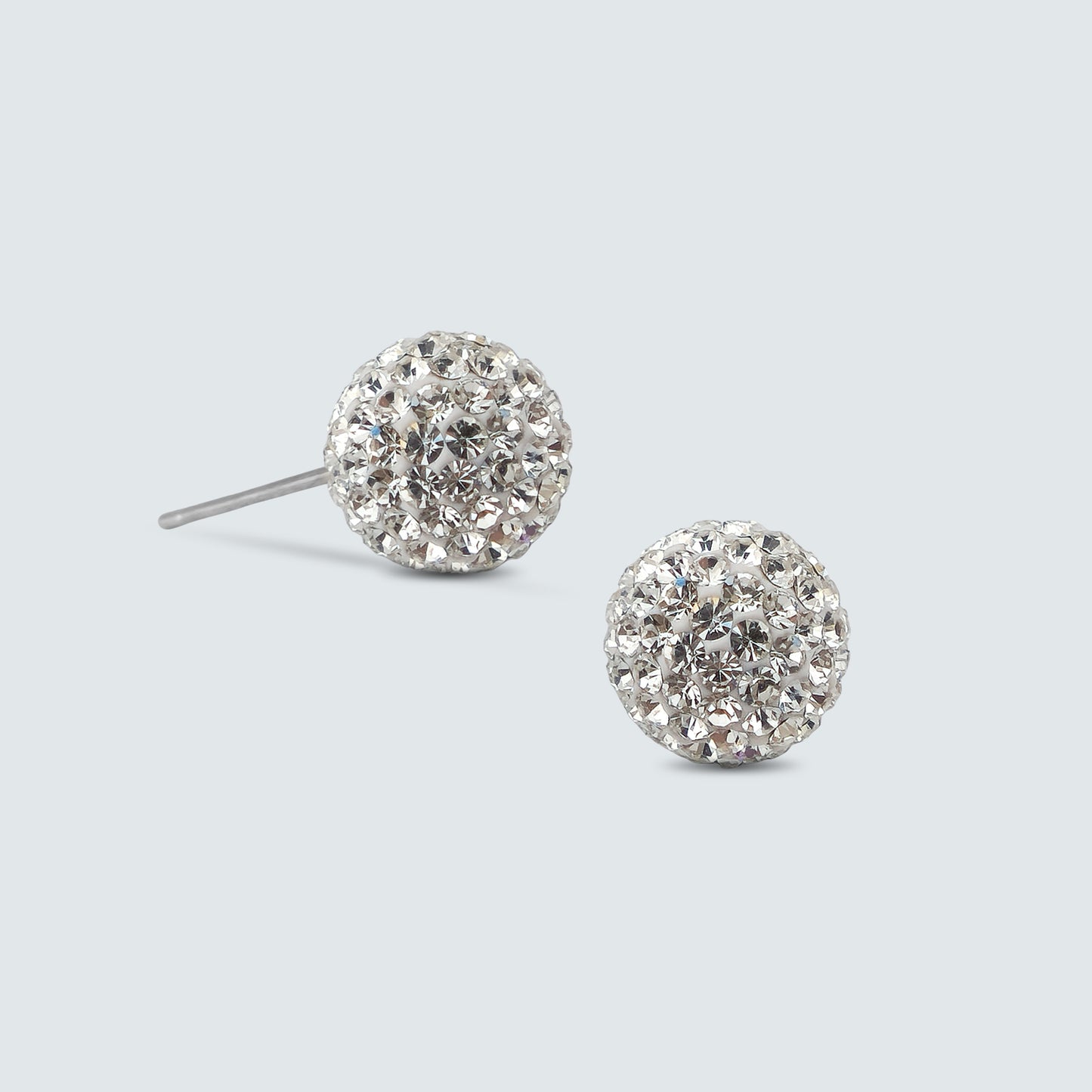 Swarovski Crystal Ball Stud Earrings - 8mm / 10mm  (Silver Post)