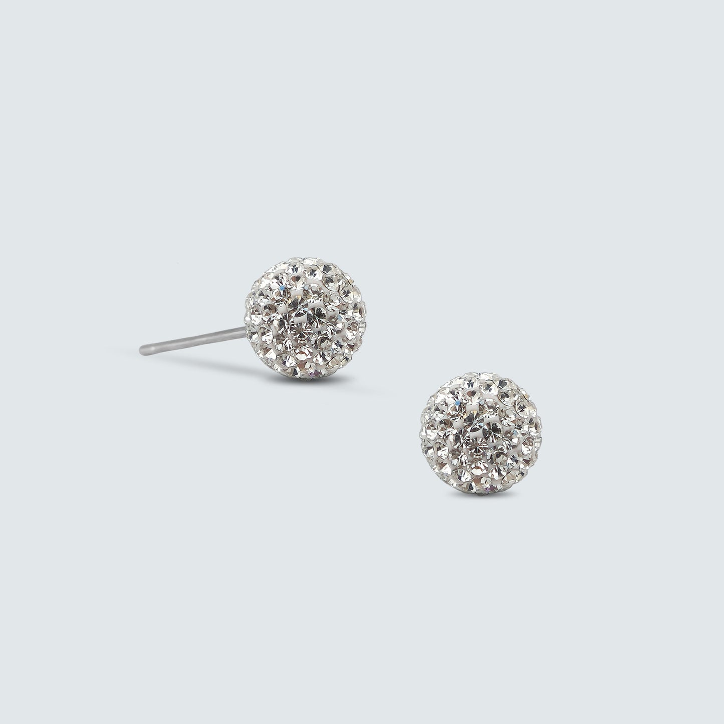 Swarovski Crystal Ball Stud Earrings - 8mm / 10mm  (Silver Post)