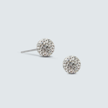 Swarovski Crystal Ball Stud Earrings - 8mm / 10mm  (Silver Post)