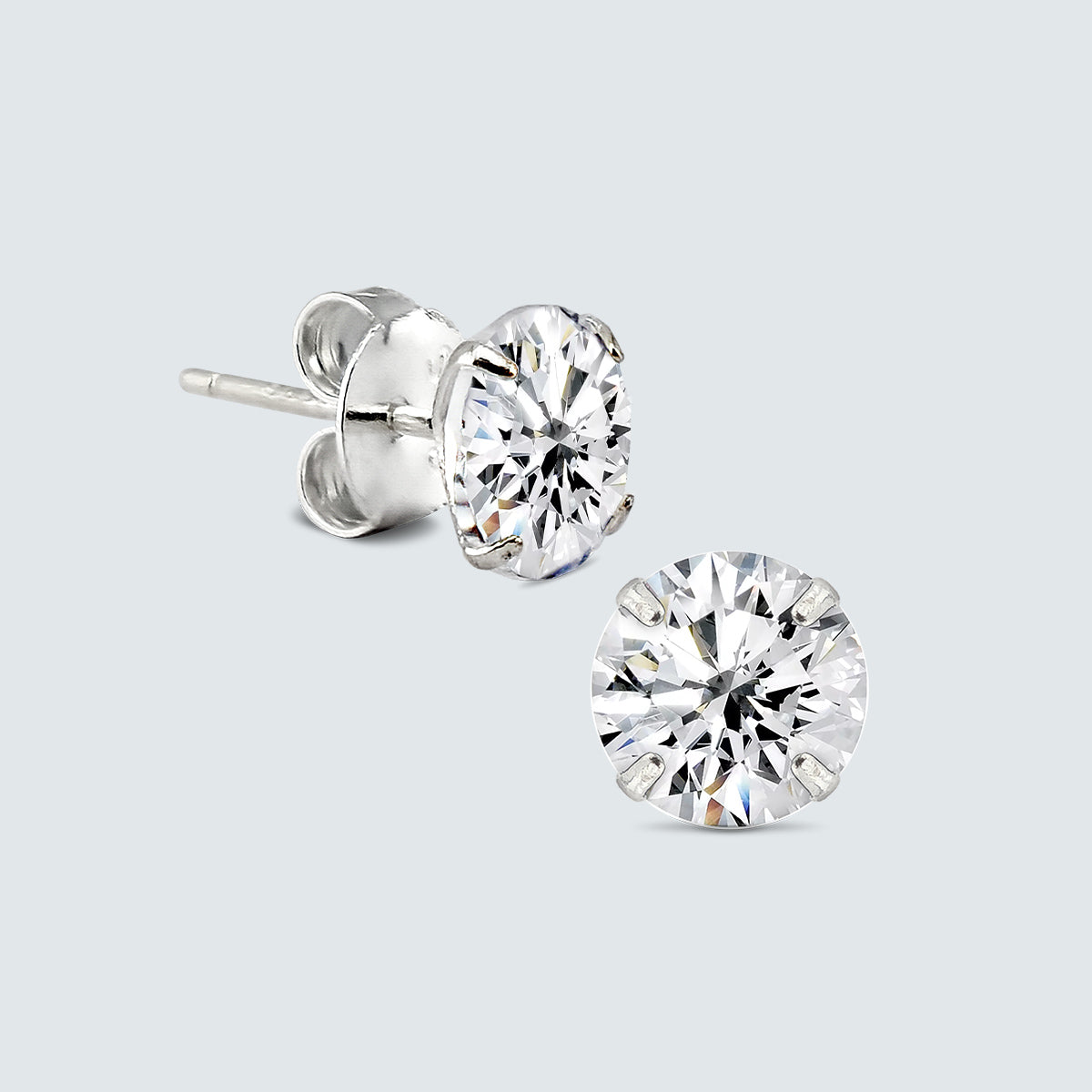 Brillante Cubic Stud Earrings 7mm with Sterling Silver Post