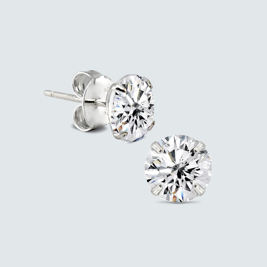 Brillante Cubic Stud Earrings 7mm with Sterling Silver Post