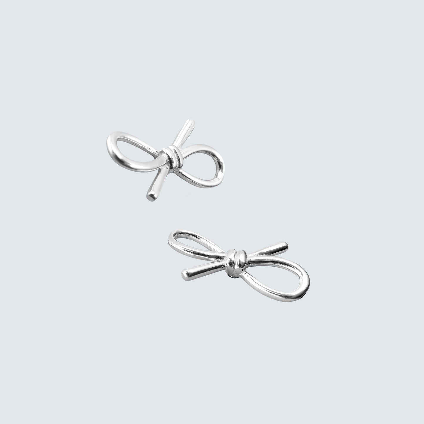 Wire Ribbon Stud Earrings in Sterling Silver