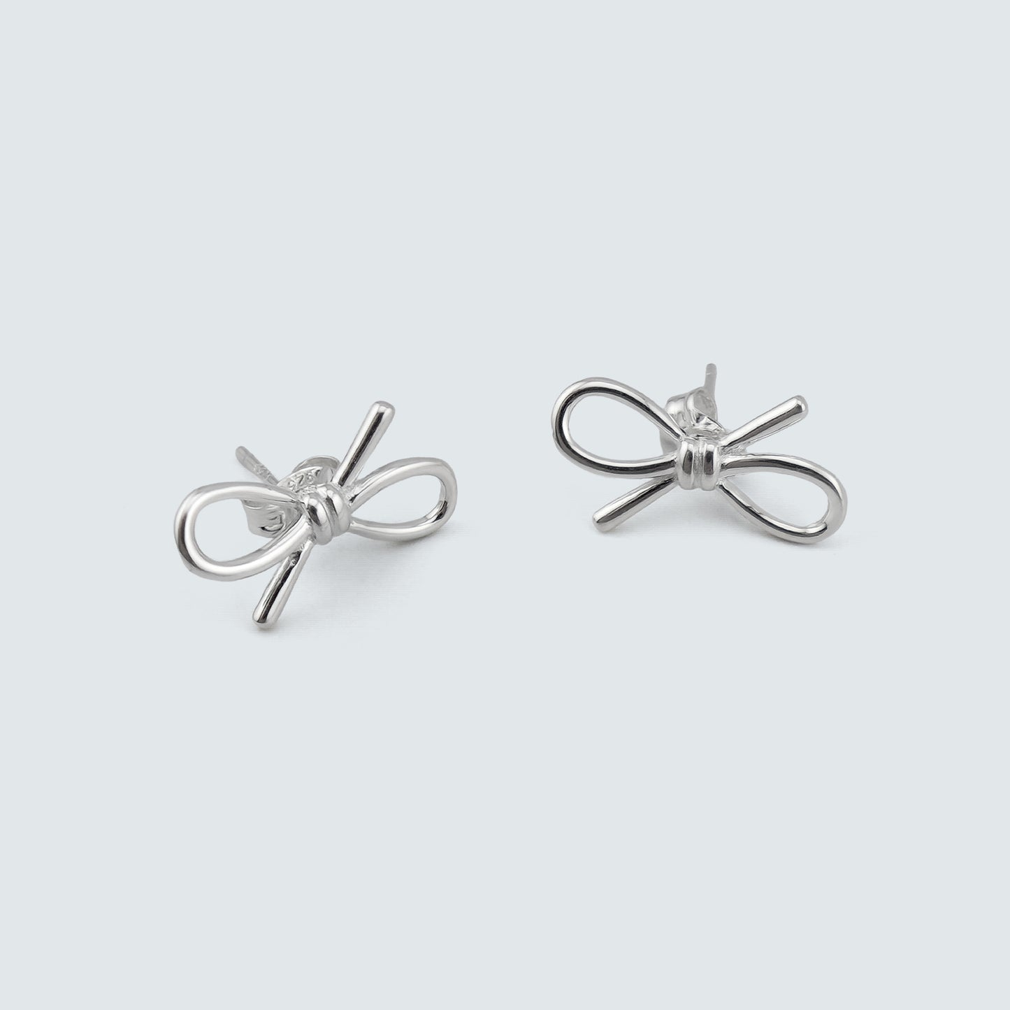 Wire Ribbon Stud Earrings in Sterling Silver