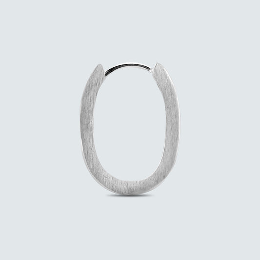 Matte Oval Hoop Earrings in Sterling Silver