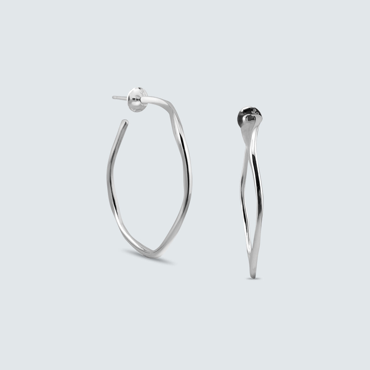 Fluid Wave Silver Hoops